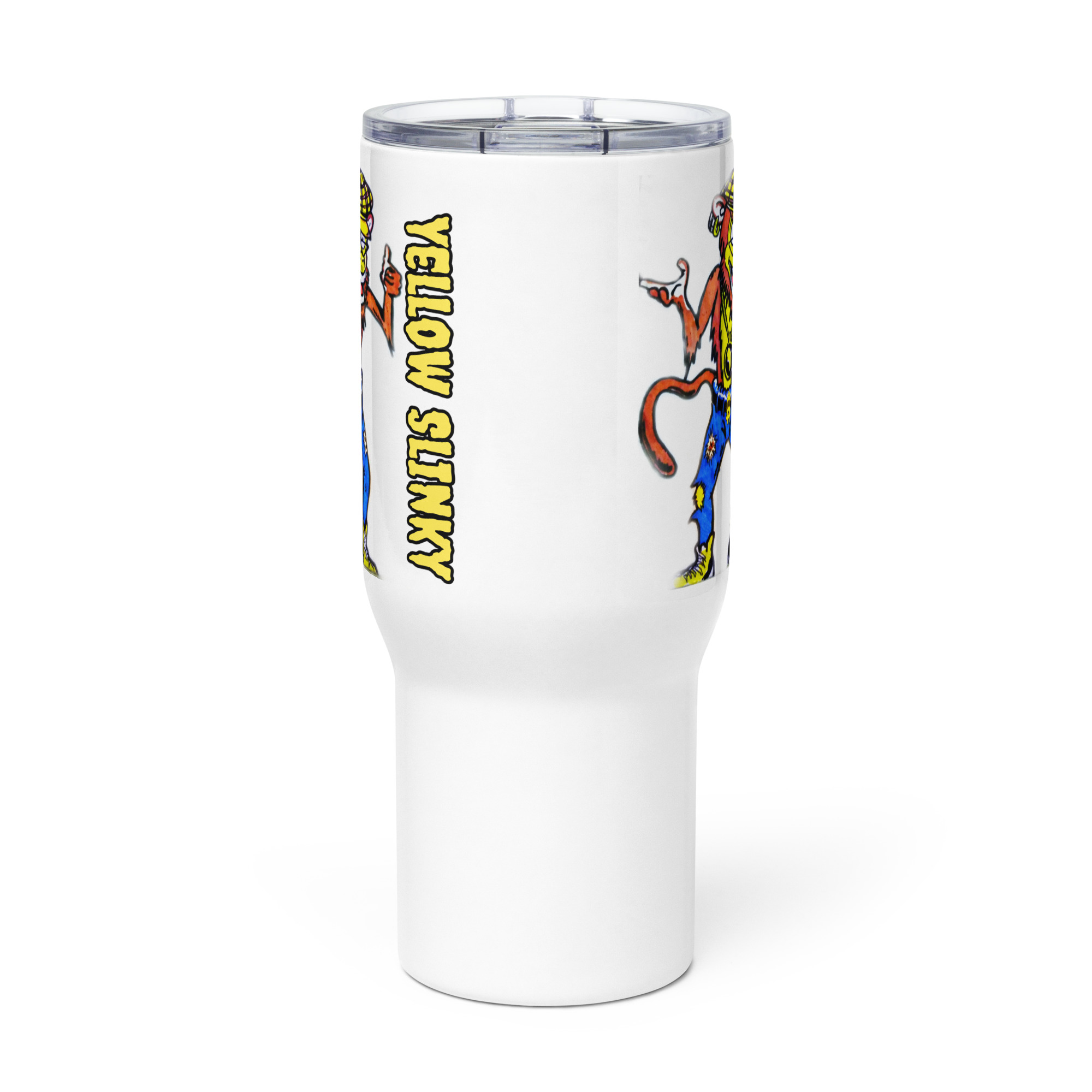 Yellow Slinky Travel mug with a handle copy