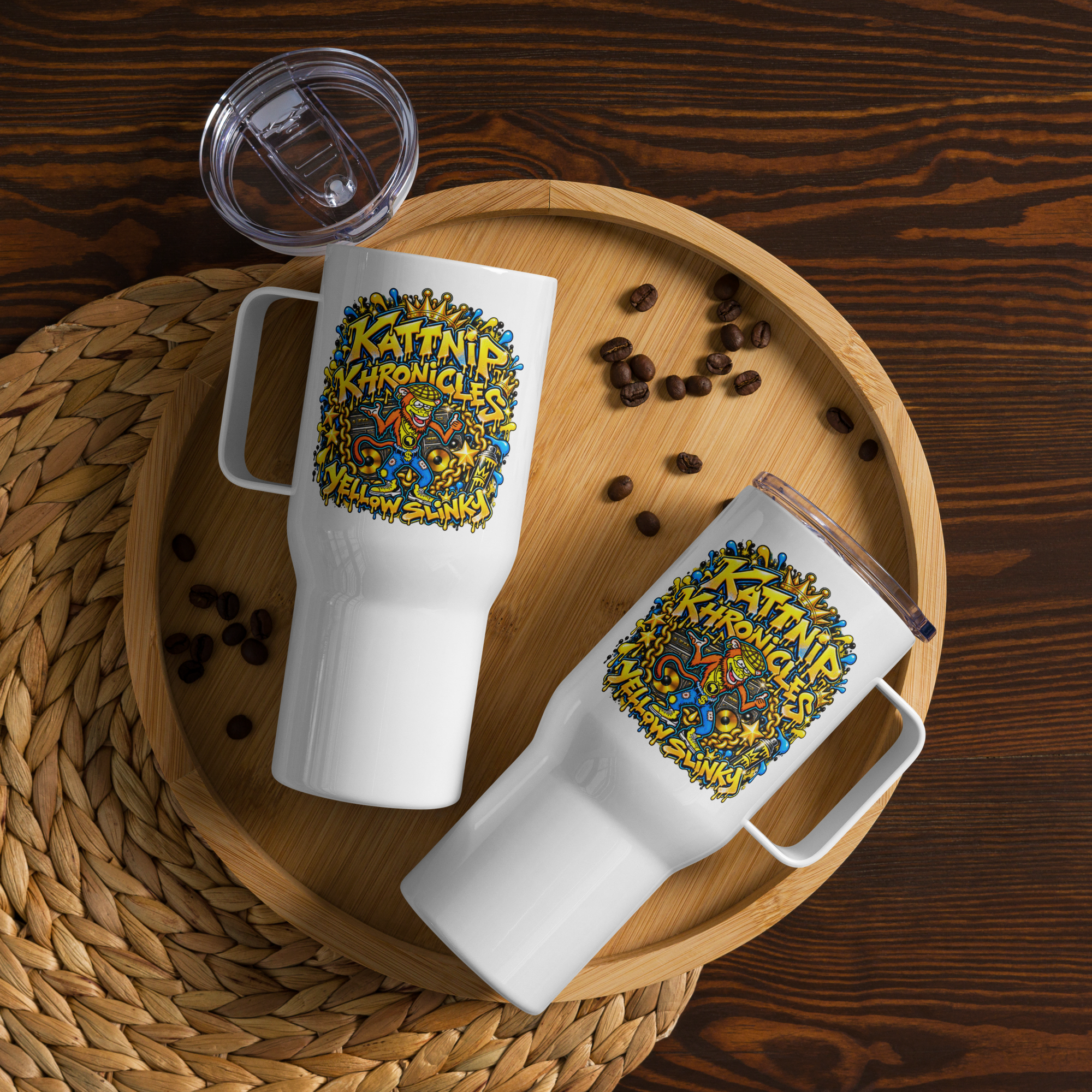 Yellow Slinky Travel mug with a handle copy - Image 2